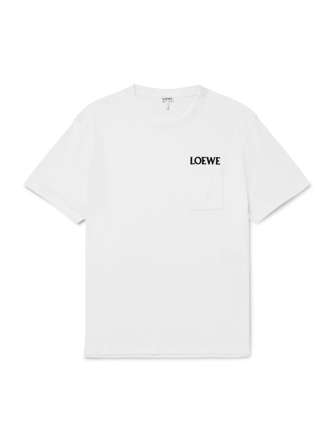Loewe Logo-embroidered Cotton-blend Jersey T-shirt In White