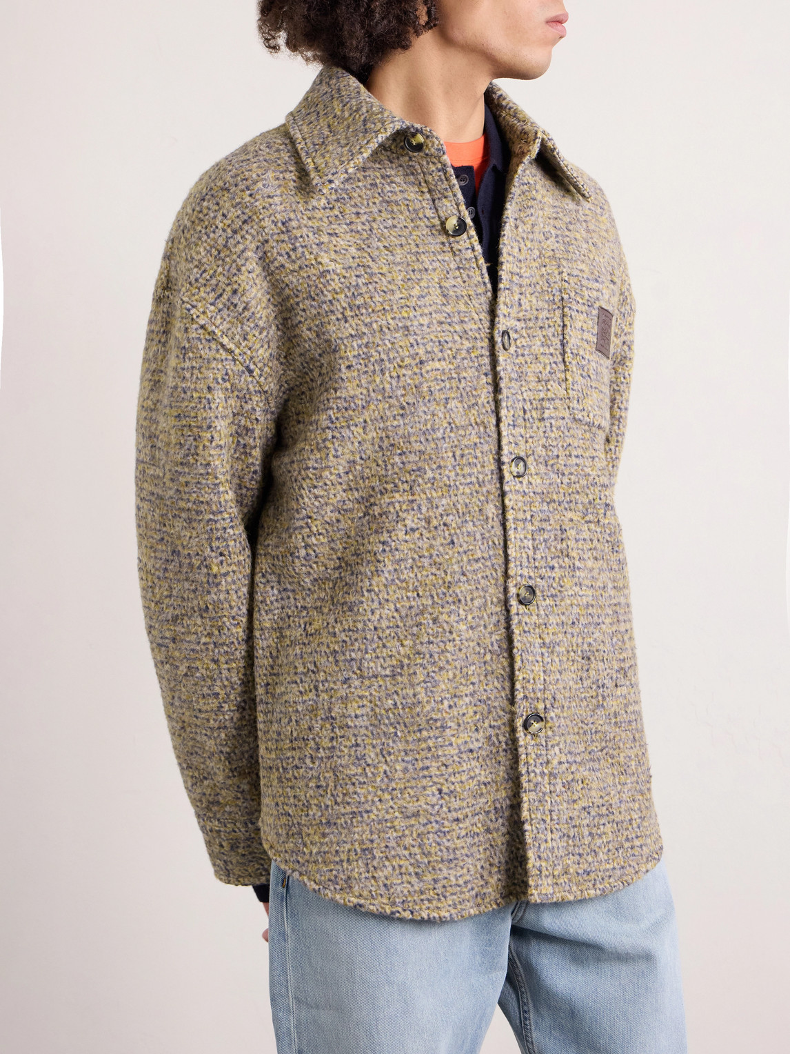  Loewe - Logo-appliquéd Brushed Knitted Overshirt - Men - Neutrals - It 48 