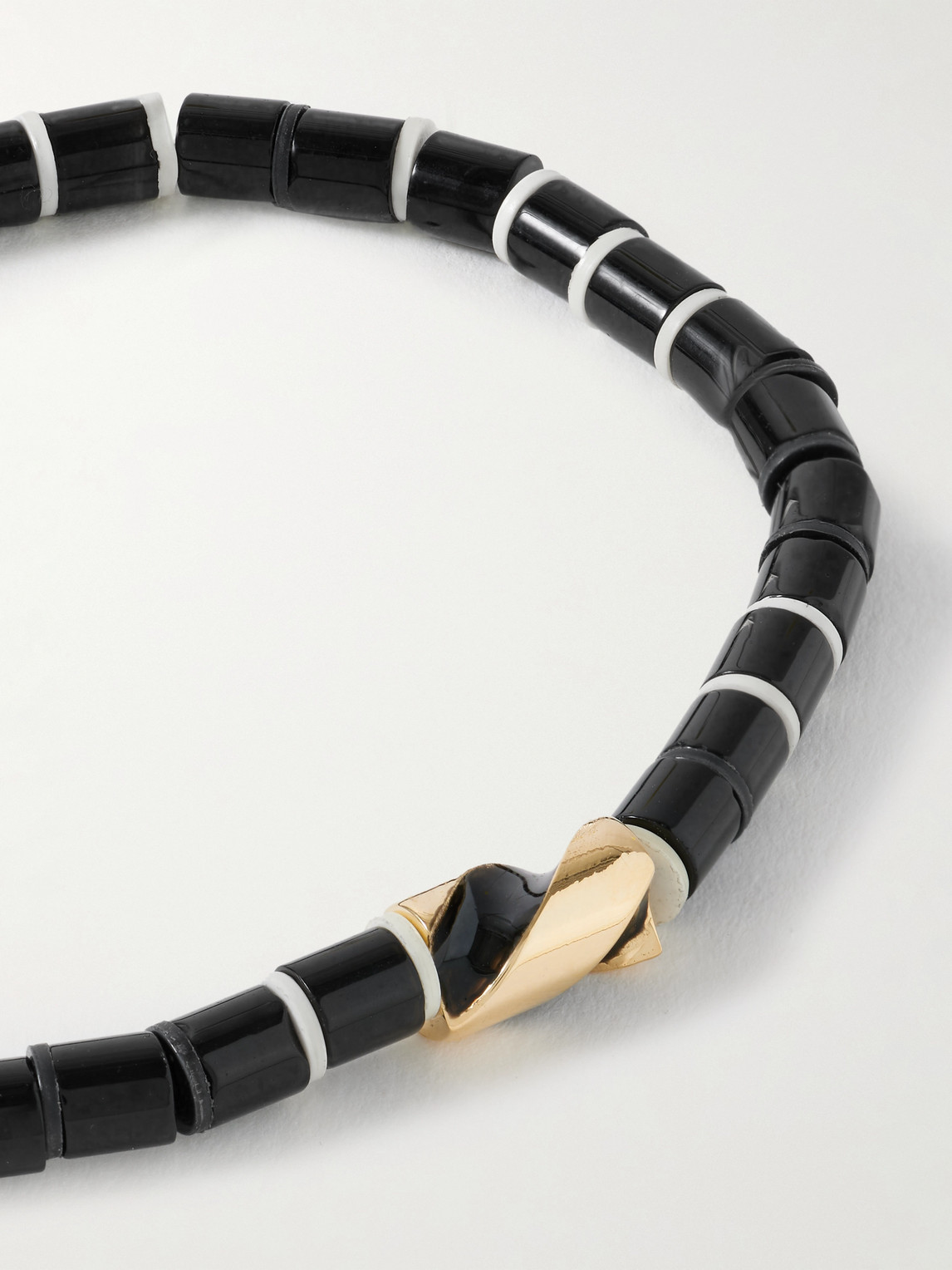 Luis Morais 14-karat Gold, Agate And Enamel Beaded Bracelet In Multi