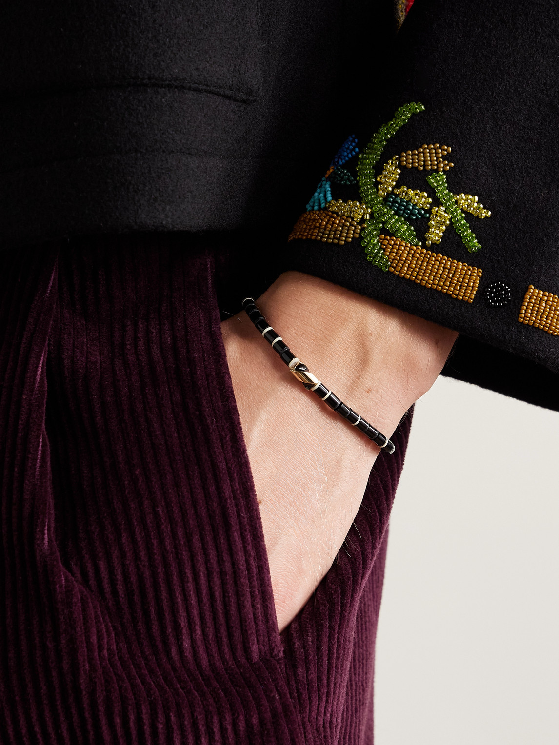 Luis Morais 14-karat Gold, Agate And Enamel Beaded Bracelet In Multi