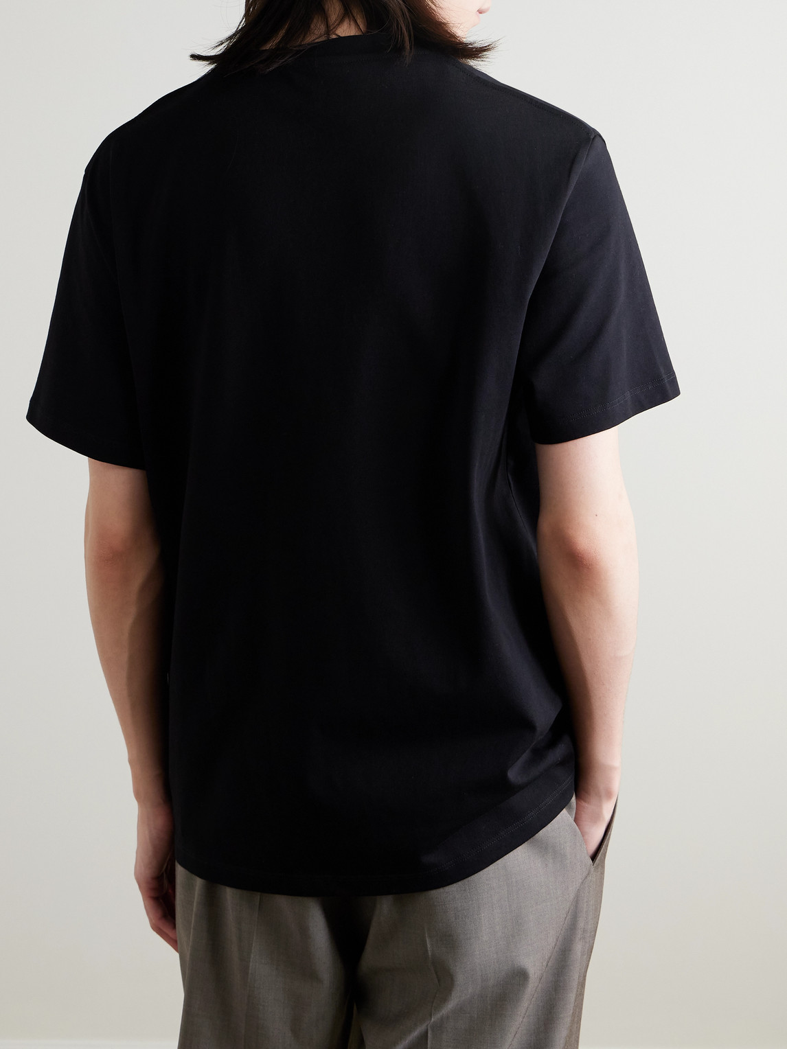 Loewe Logo-embroidered Cotton-jersey T-shirt In Black