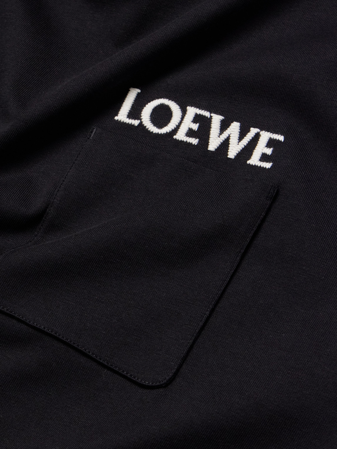 Loewe Logo-embroidered Cotton-jersey T-shirt In Black