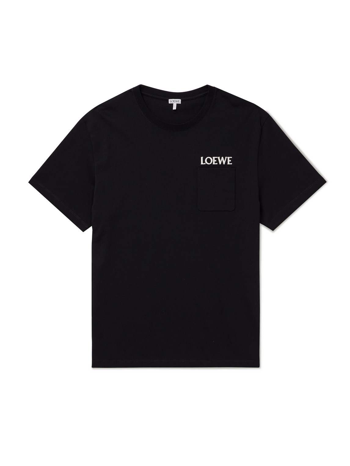 Loewe Logo-embroidered Cotton-jersey T-shirt In Black