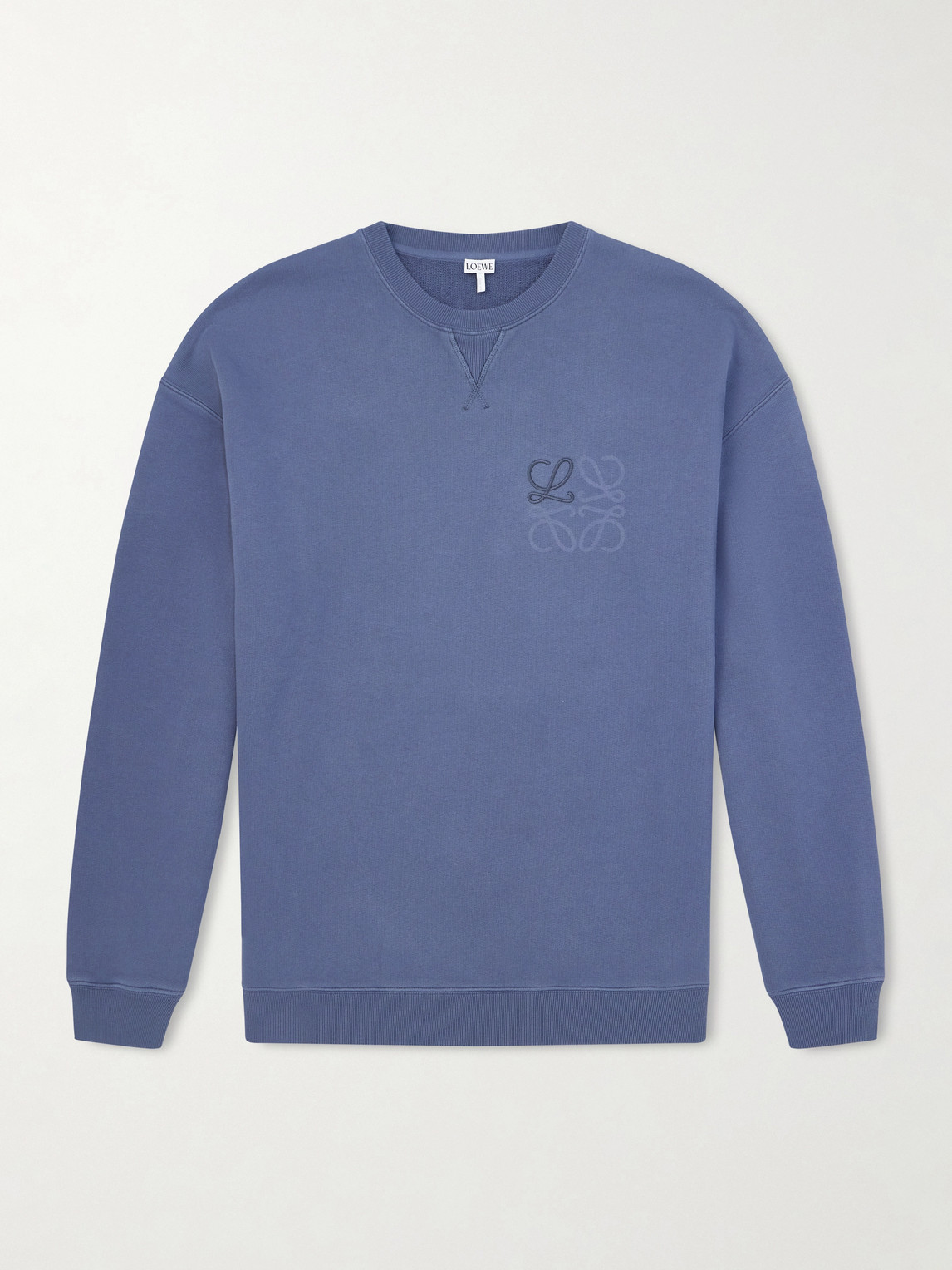 Loewe Logo-embroidered Printed Cotton-jersey Sweatshirt In Blue