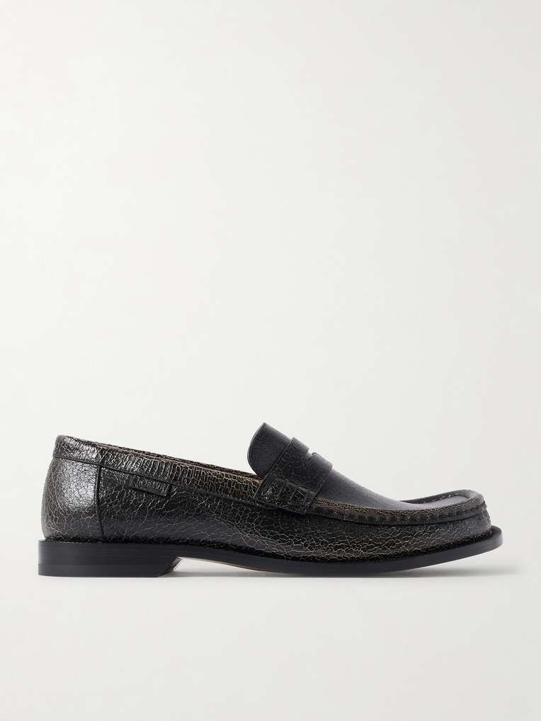 Loewe — Campo Cracked-Leather Loafers