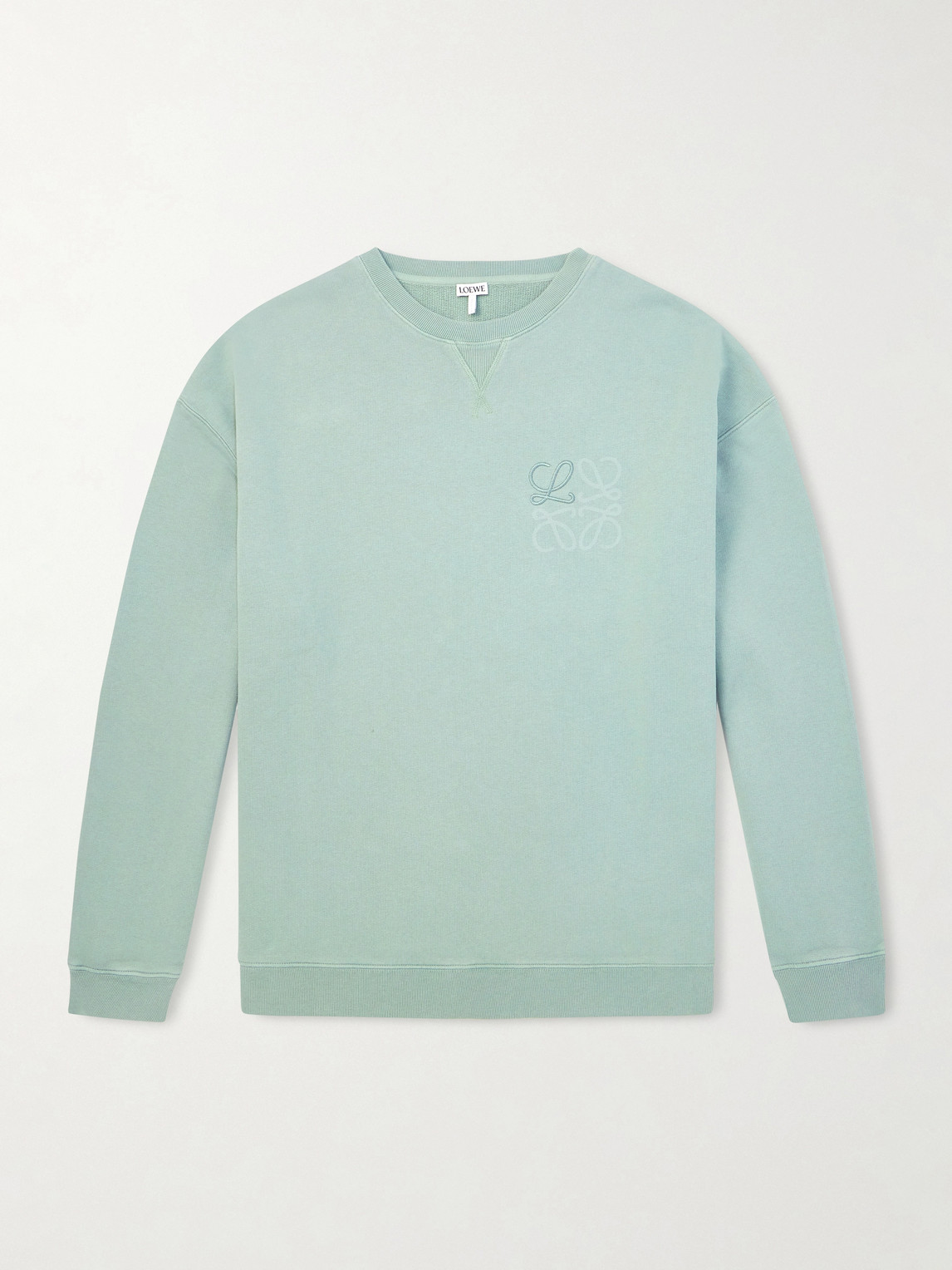 Loewe Logo-embroidered Printed Cotton-jersey Sweatshirt In Blue