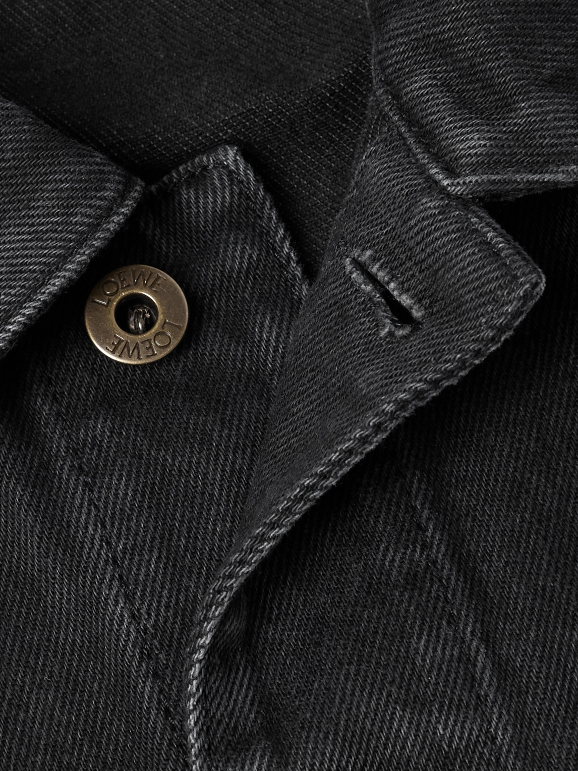 Loewe Anagram Cut-outs Medium-weight Washed Denim Jacket Clothing In Black