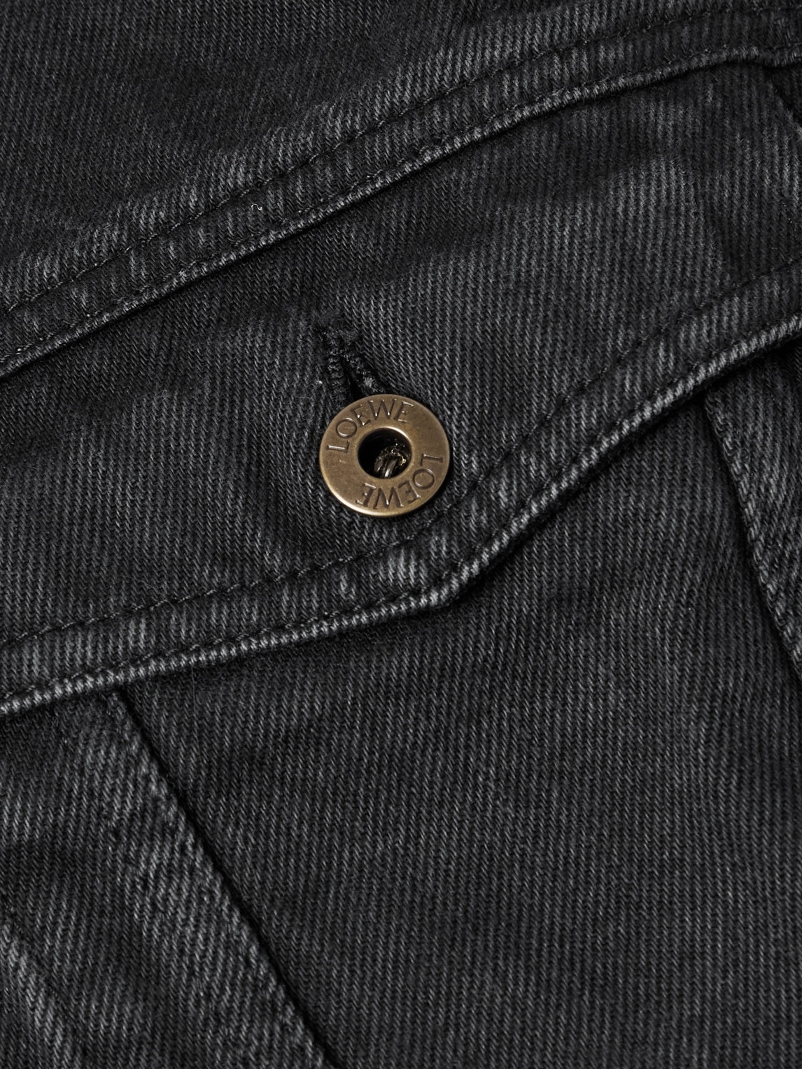 Loewe Anagram Cut-outs Medium-weight Washed Denim Jacket Clothing In Black