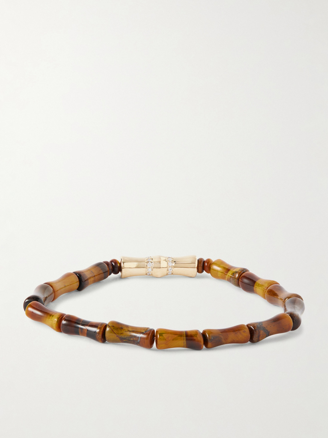 Luis Morais 14-karat Gold Diamond Tiger'e Eye Bracelet In Brown