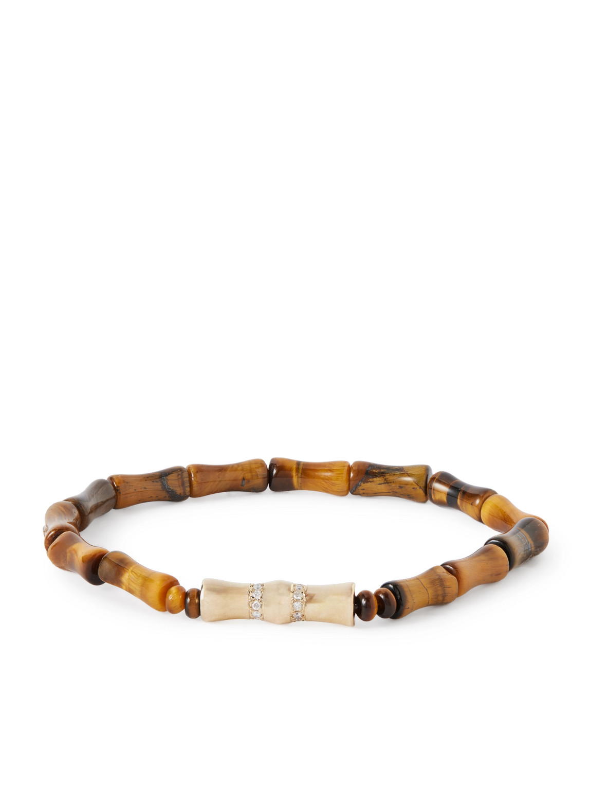 Luis Morais 14-karat Gold Diamond Tiger'e Eye Bracelet In Brown