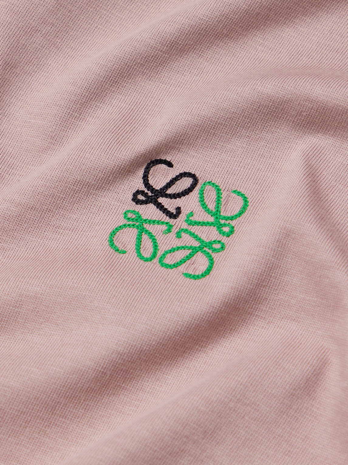Loewe Logo-embroidered Cotton-jersey T-shirt In Pink