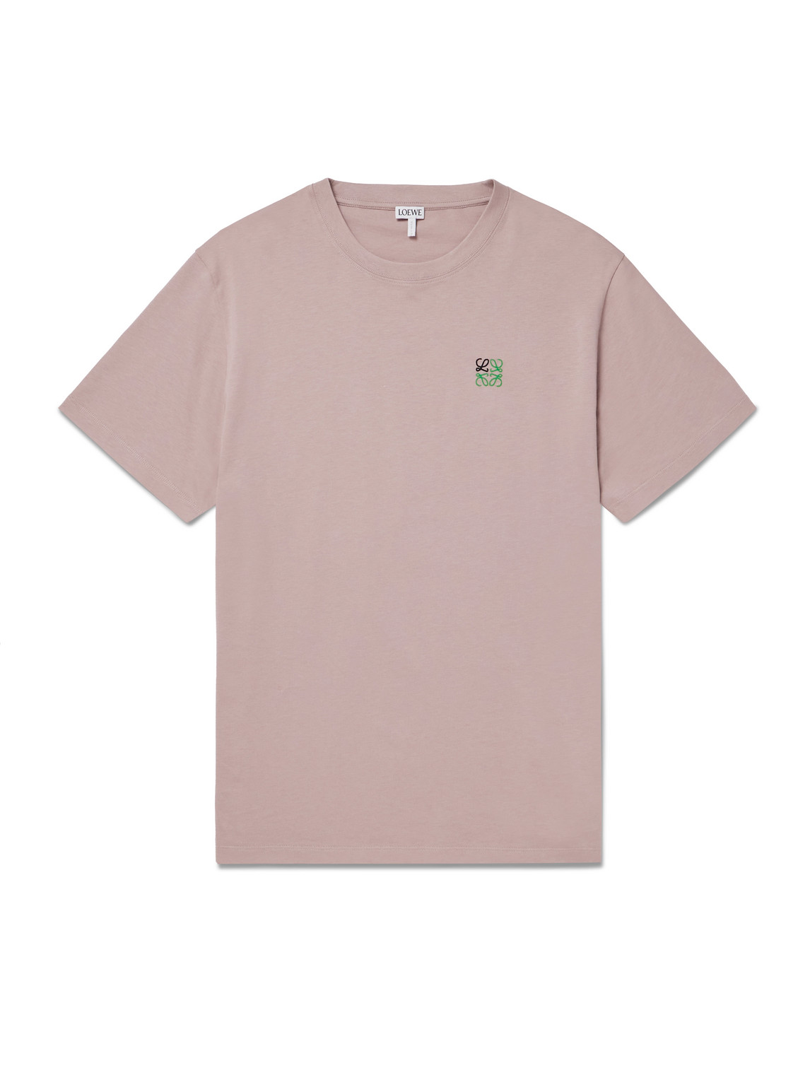 Loewe Logo-embroidered Cotton-jersey T-shirt In Pink