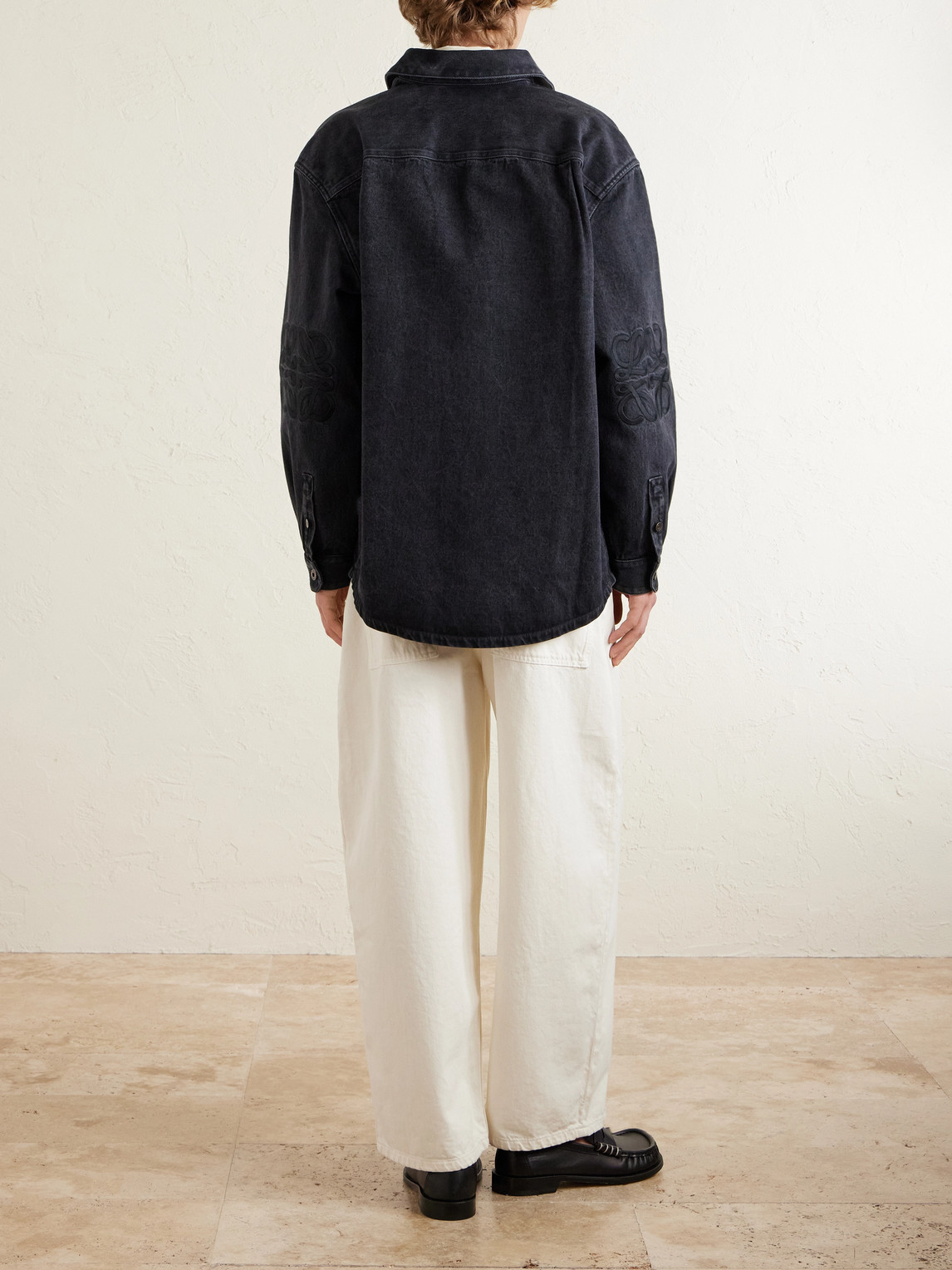  Loewe - Anagram Logo-embroidered Denim Overshirt - Men - Black - It 46 