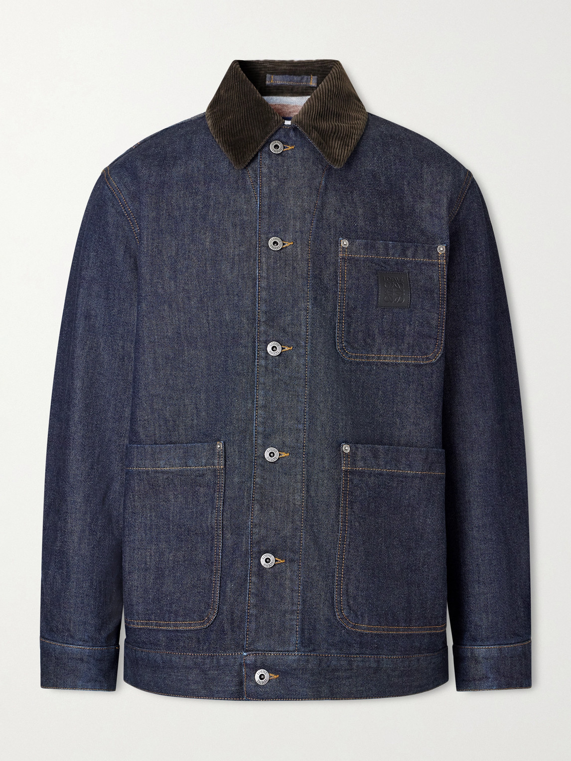 Loewe Logo-Appliquéd Corduroy-Trimmed Denim Barn Jacket - Men