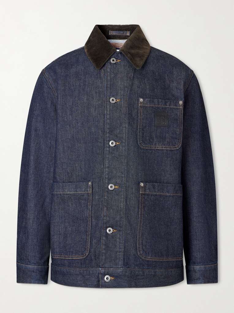 Loewe — Logo-Appliquéd Corduroy-Trimmed Denim Barn Jacket