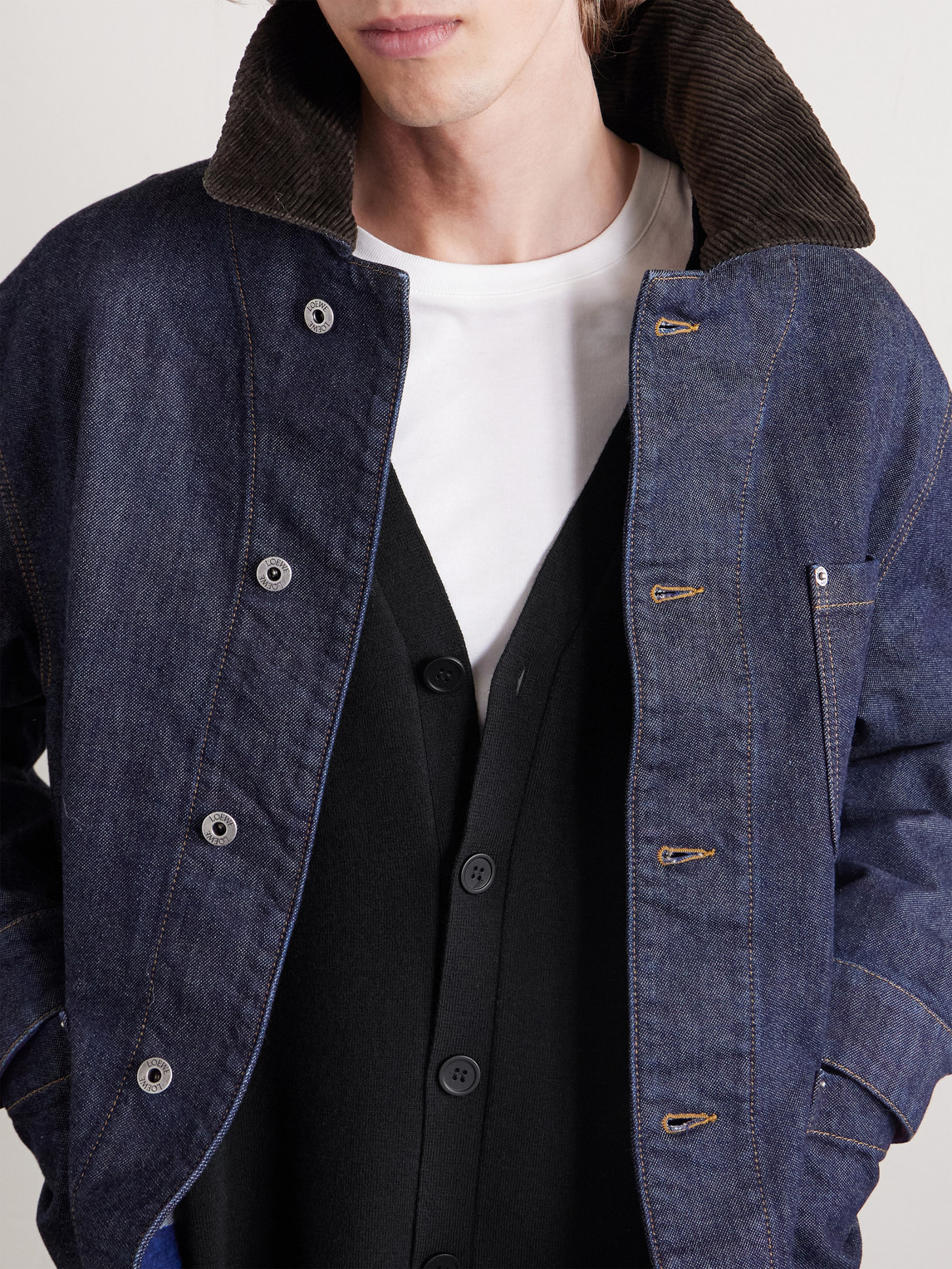 Loewe Anagram-jacquard Wool-blend Cardigan In Black