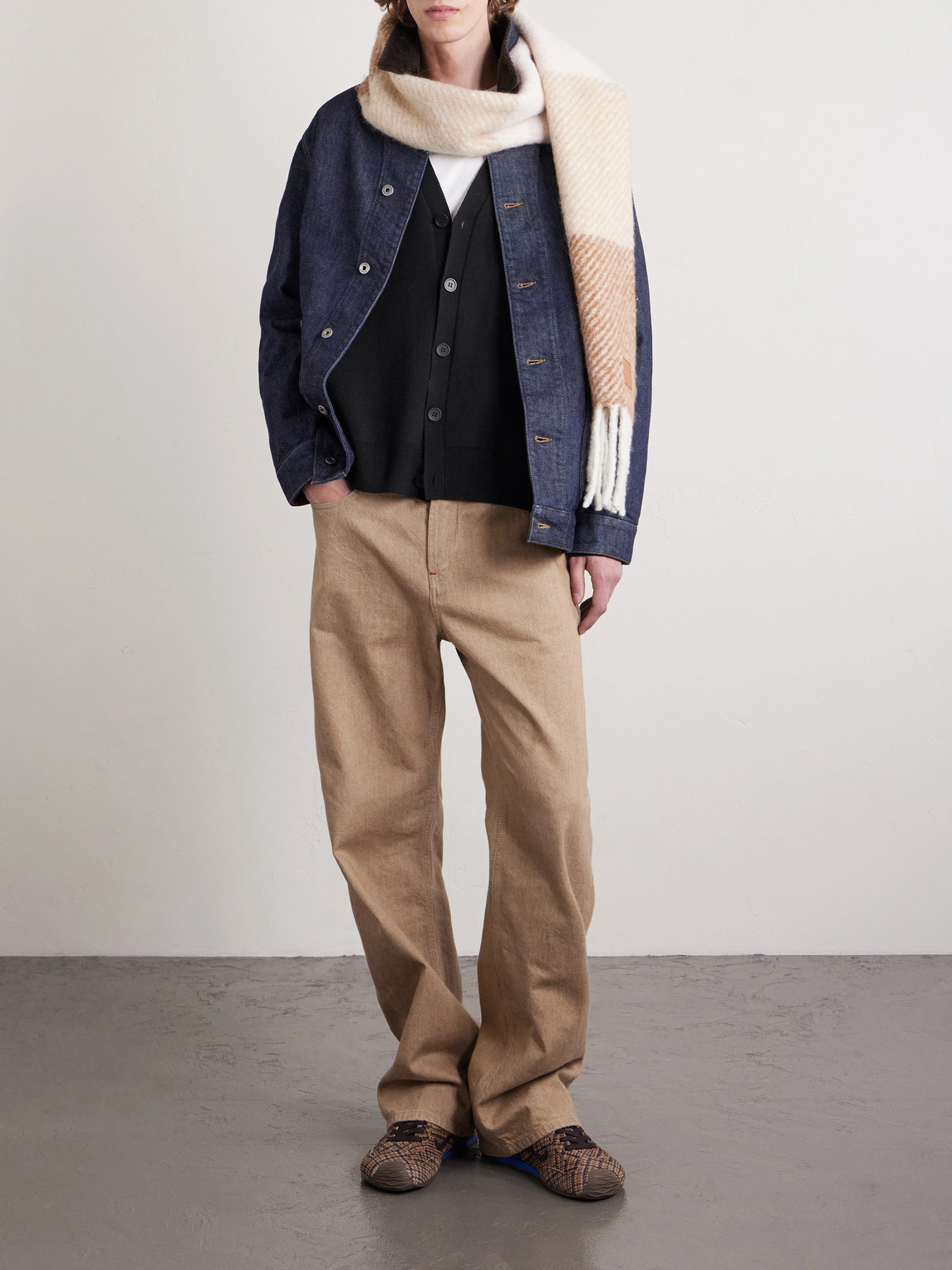 Loewe Anagram-jacquard Wool-blend Cardigan In Black