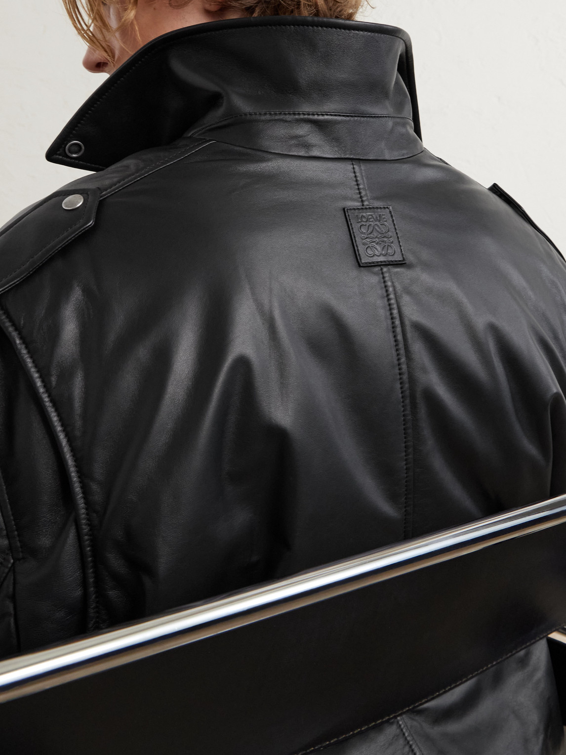 Loewe Balloon Biker Jacket In Nappa In Black