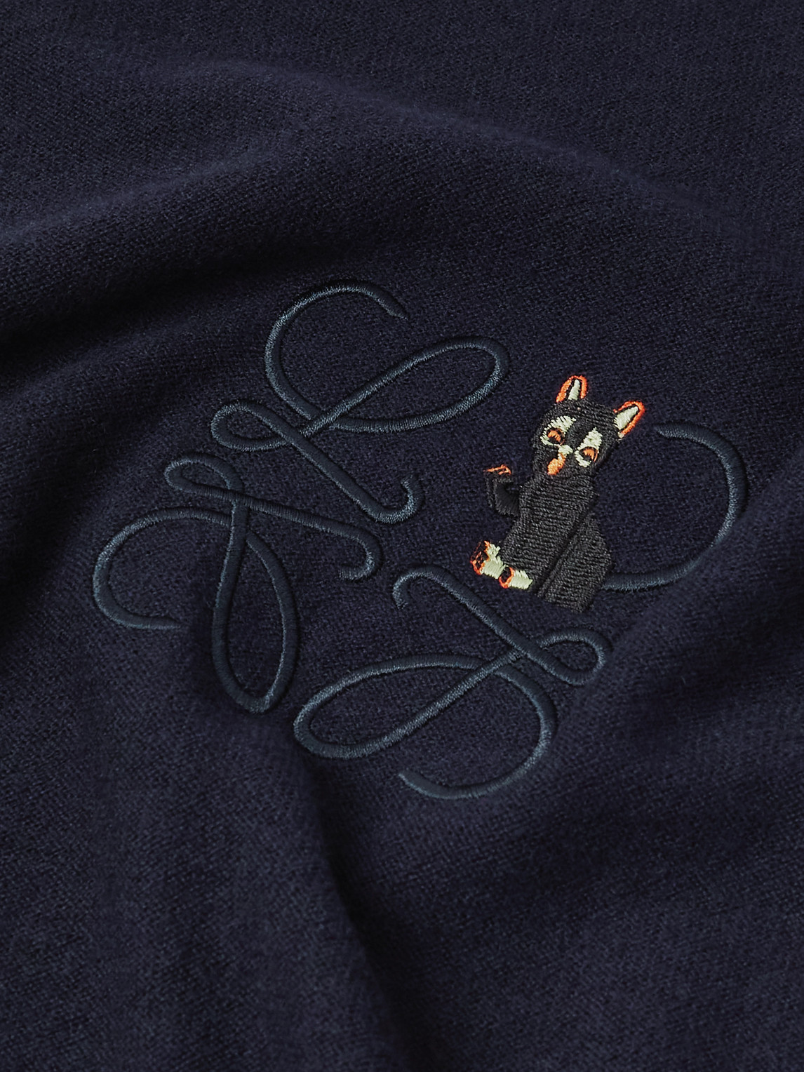 Loewe Embroidered Wool-blend Sweater In Blue