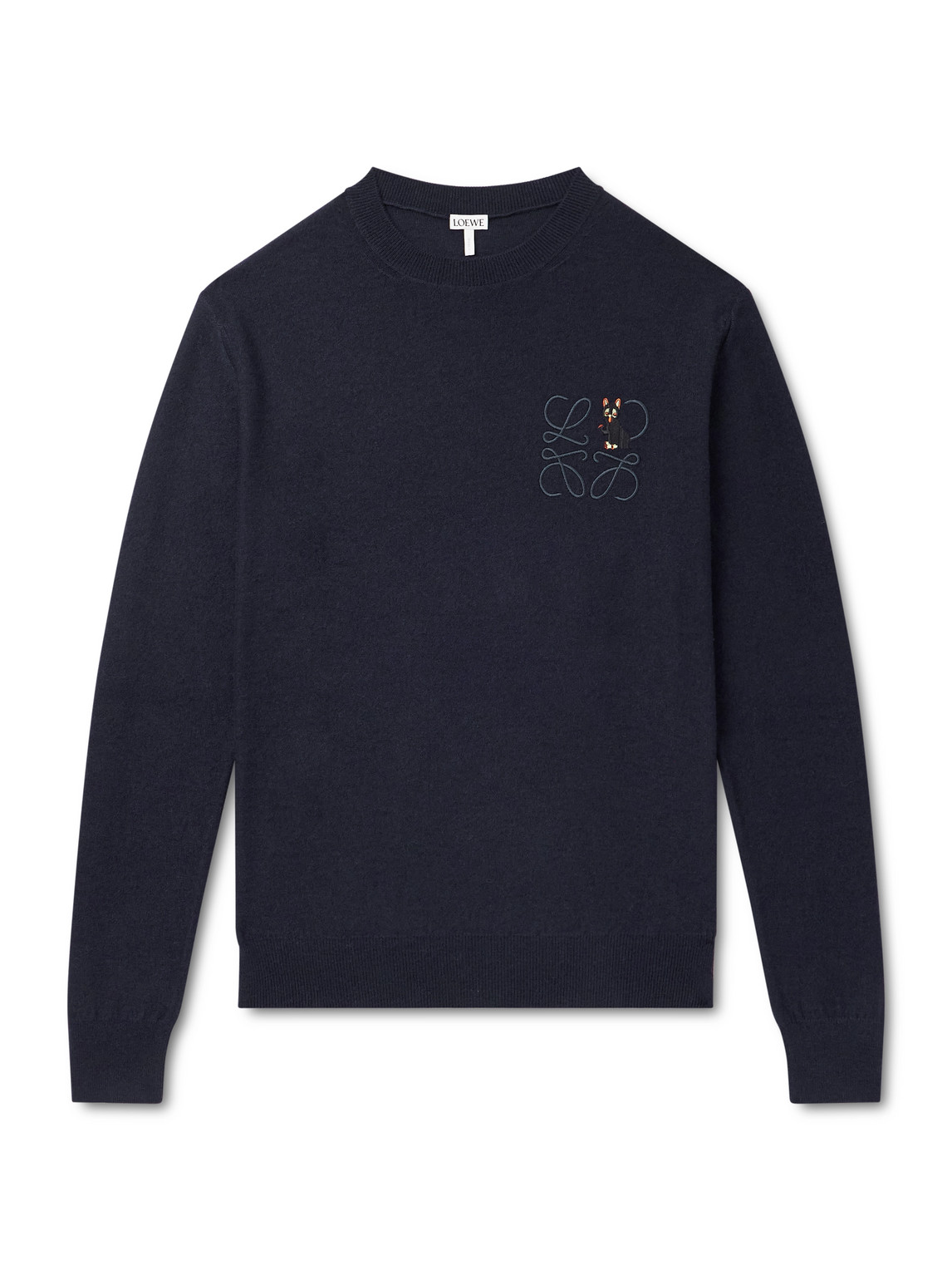 Loewe Embroidered Wool-blend Sweater In Blue