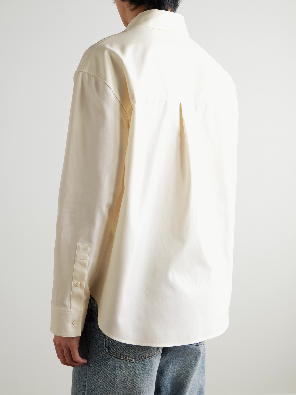 Loewe Men Cotton Shirt With An Embroidered Anagram Logo In White