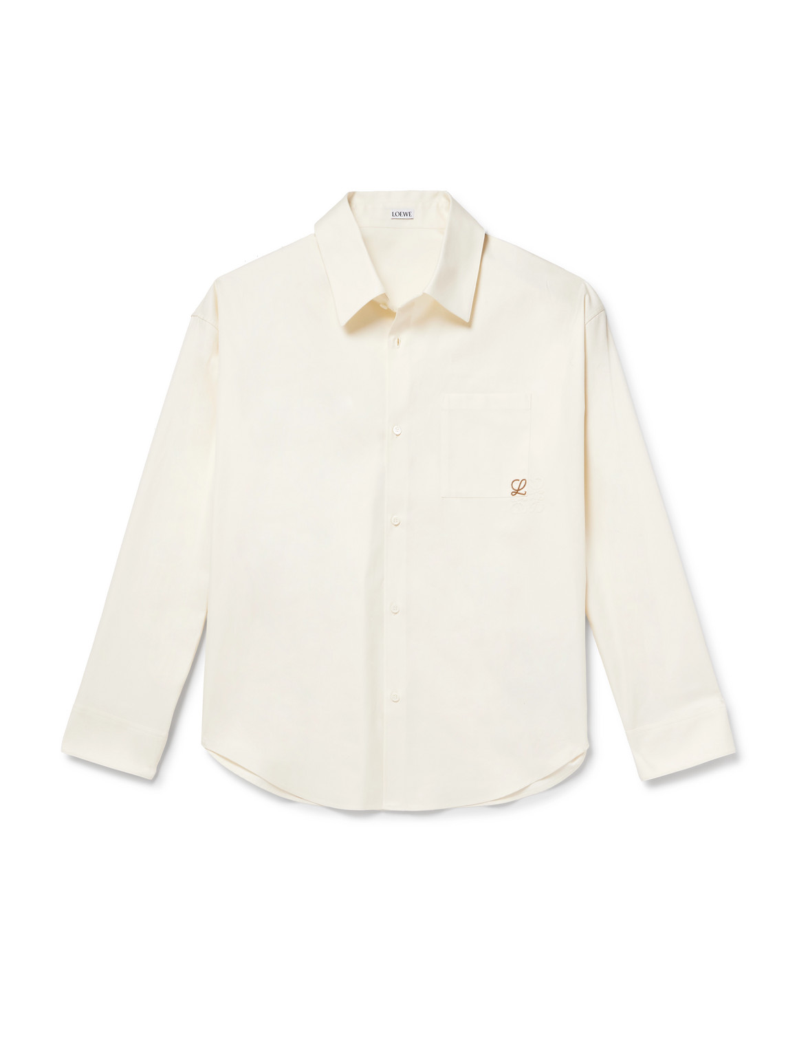 Loewe Men Cotton Shirt With An Embroidered Anagram Logo In White