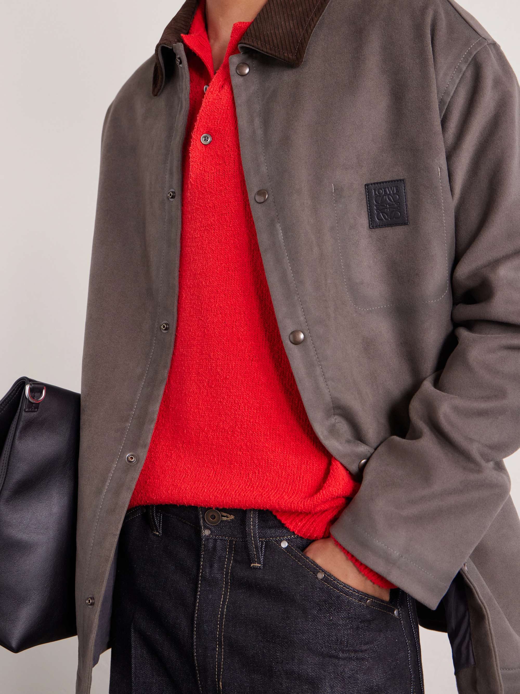 LOEWE Corduroy-Trimmed Logo-Appliquéd Woven Overshirt for Men | MR