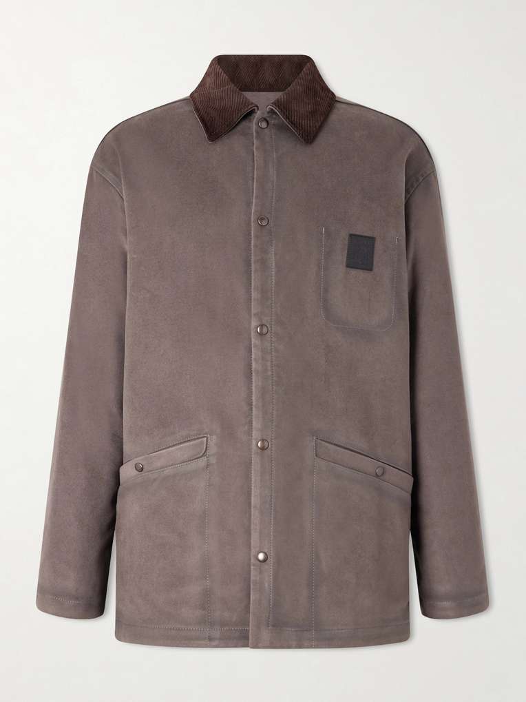 Loewe — Logo-Appliquéd Corduroy-Trimmed Woven Overshirt