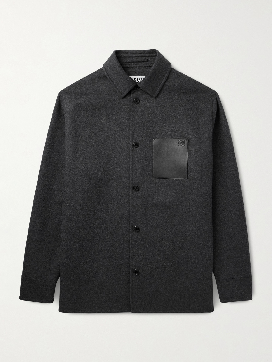 Loewe Logo-Debossed Leather-Trimmed Wool and Cashmere-Blend Overshirt - Men