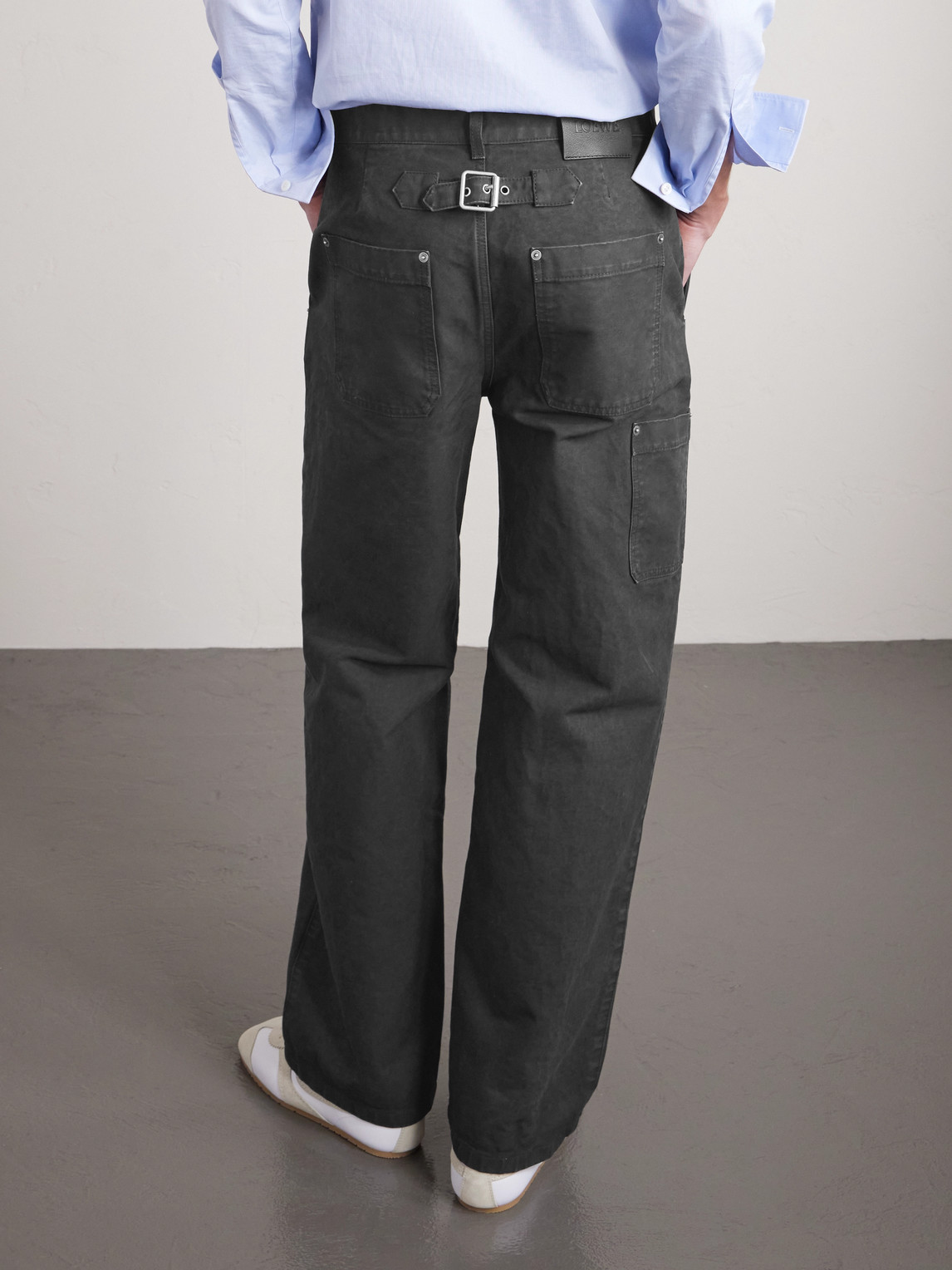 Loewe Men Baggy Jeans With A Decorative Single Belt Detail In Black