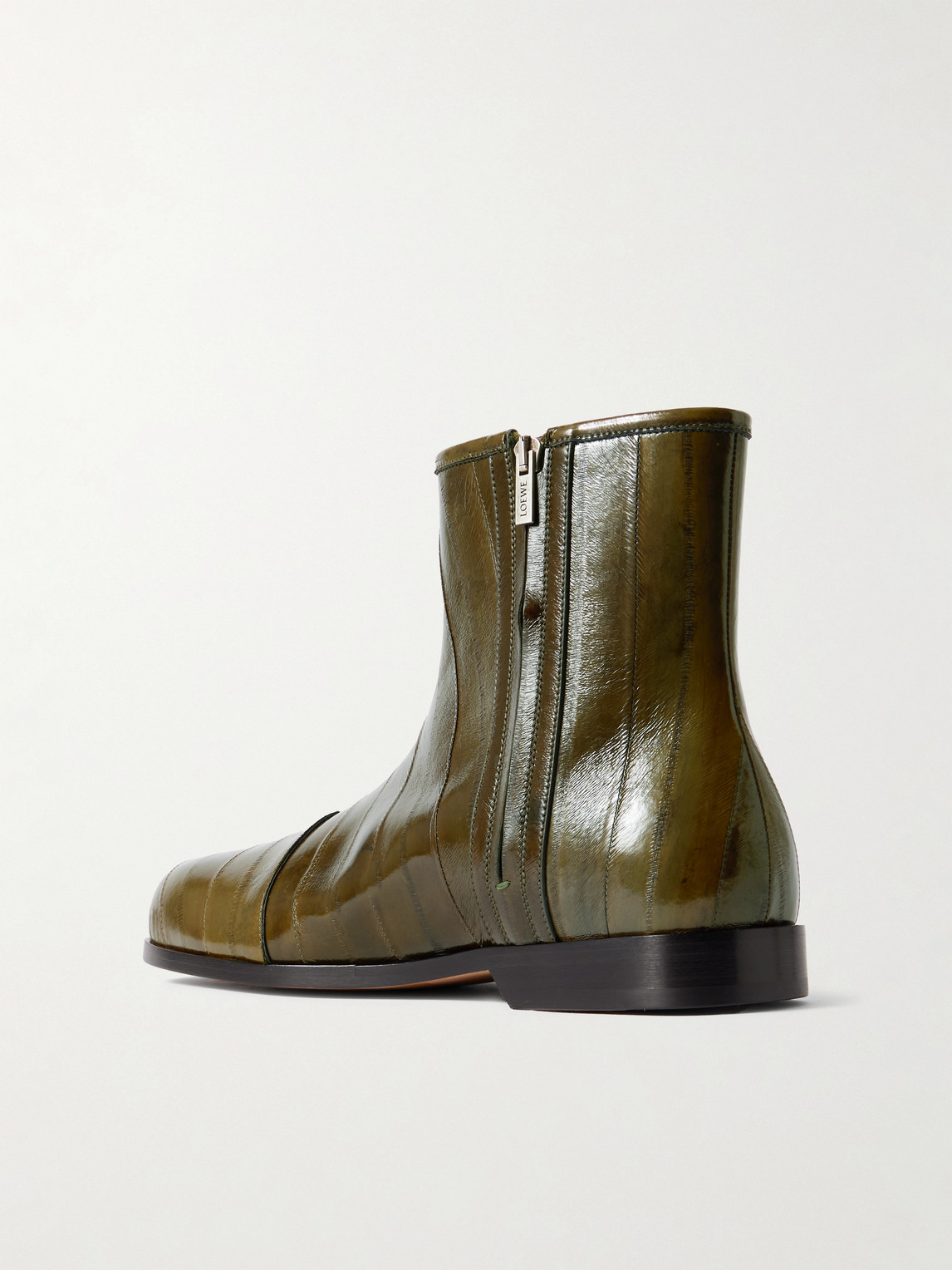  Loewe - Bobine Panelled Eel Boots - Men - Green - Eu 41 