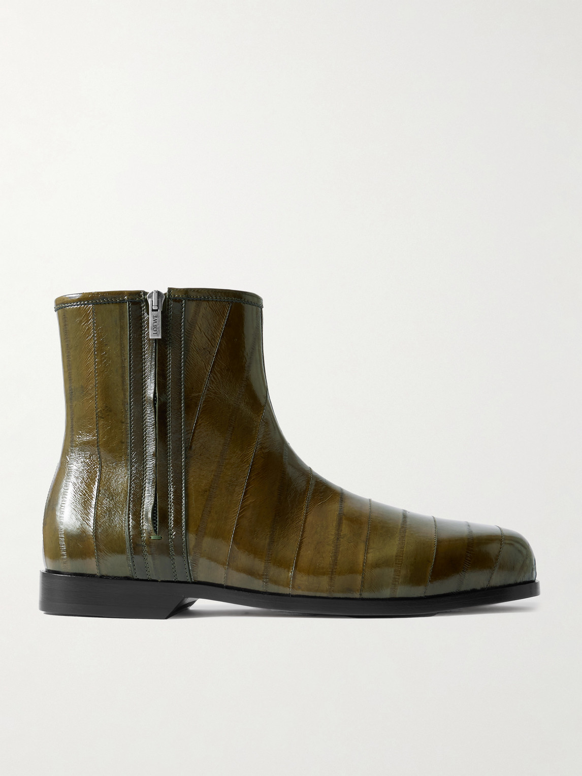 Loewe Bobine Panelled Eel Boots In Green