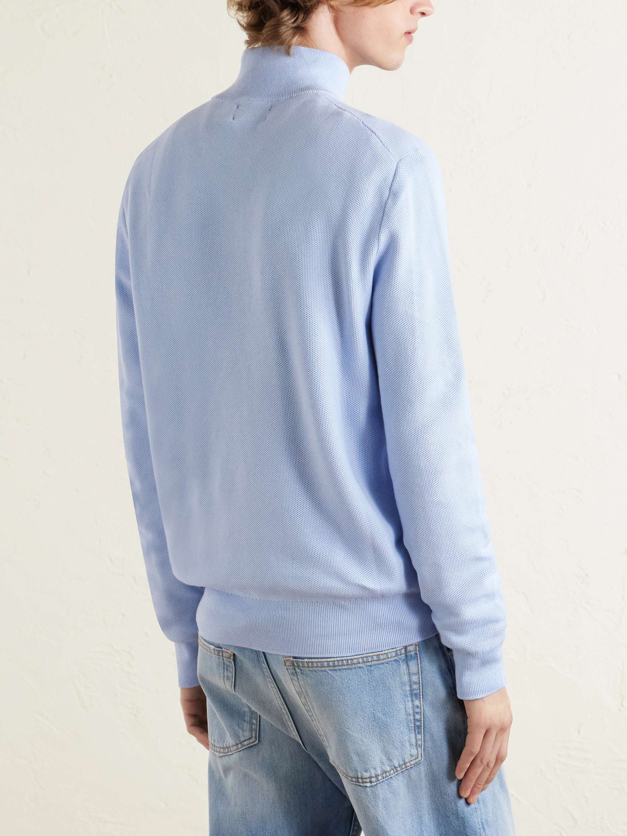 POLO RALPH LAUREN Logo-Embroidered Cotton-Piqué Half-Zip Sweater
