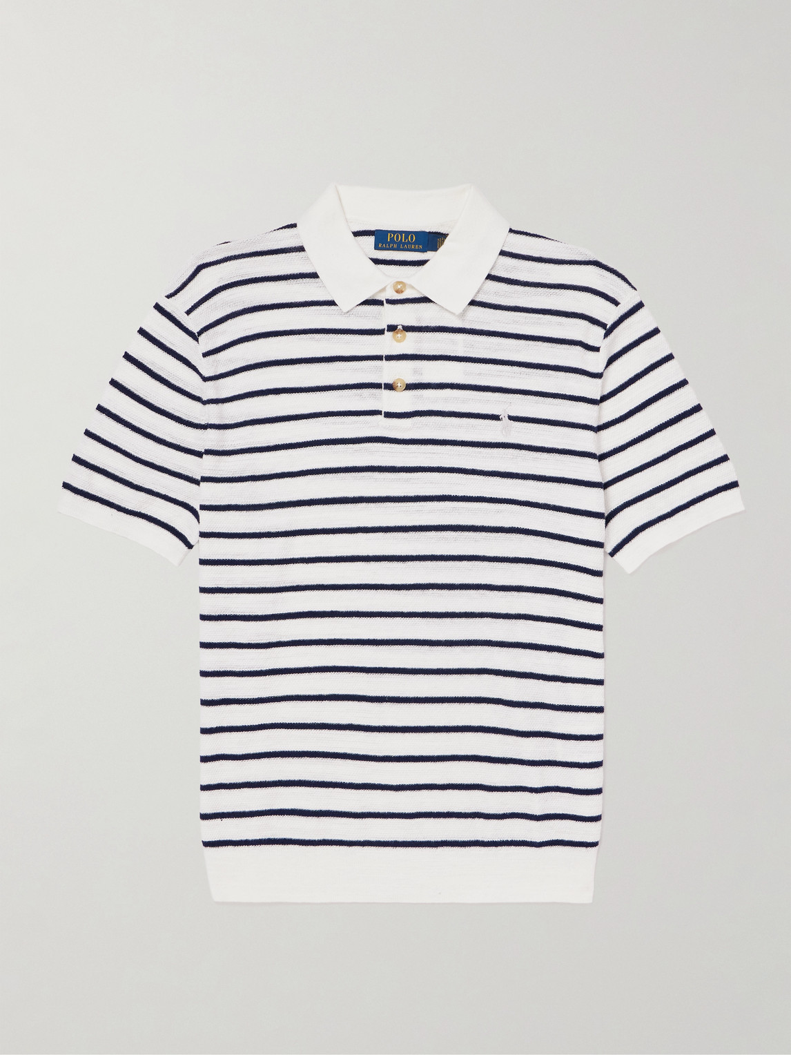 Polo Ralph Lauren Striped Cotton And Linen-blend Polo Shirt In Multi