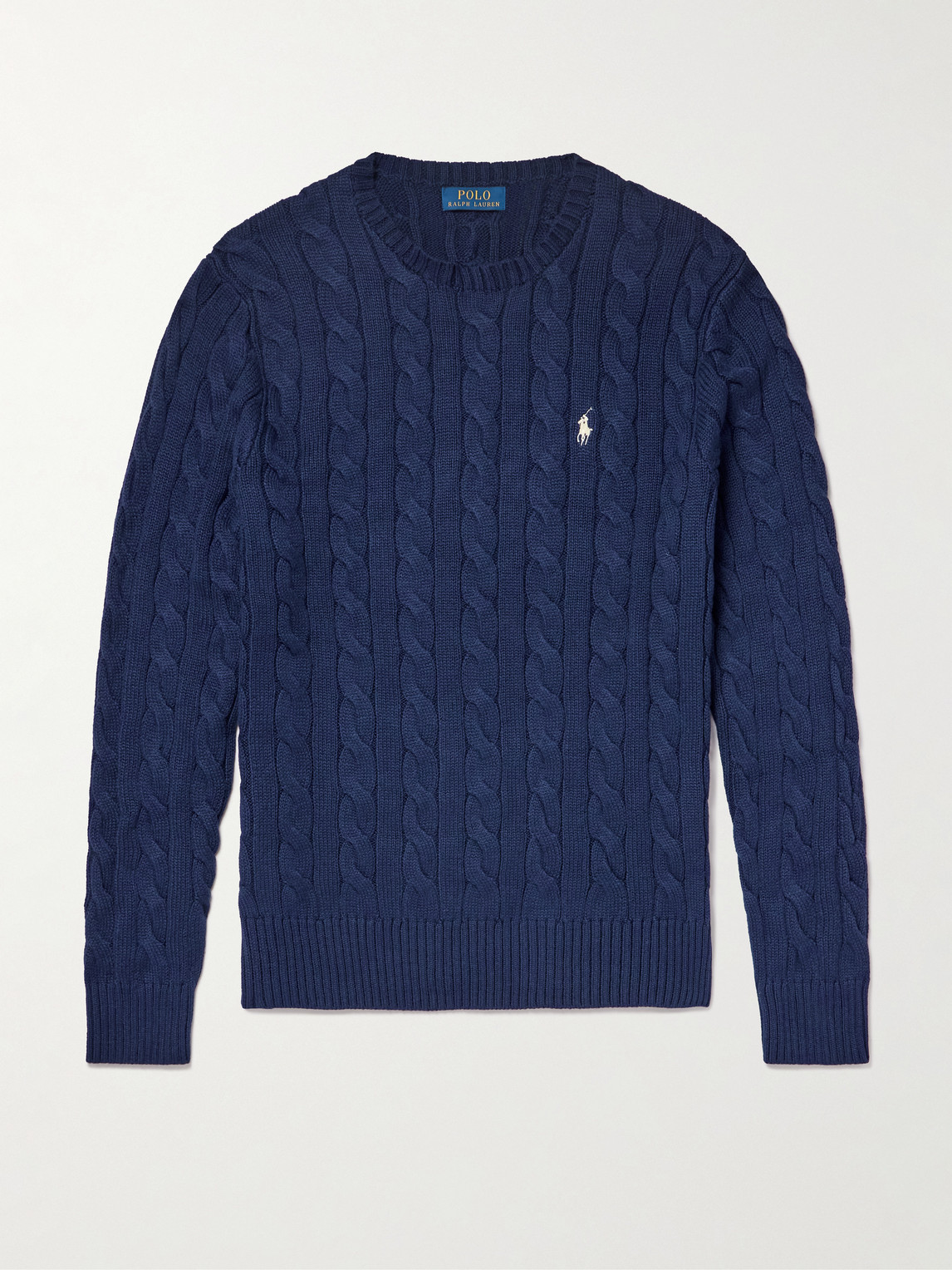 Polo Ralph Lauren Driver Logo-Embroidered Cable-Knit Cotton Sweateren
