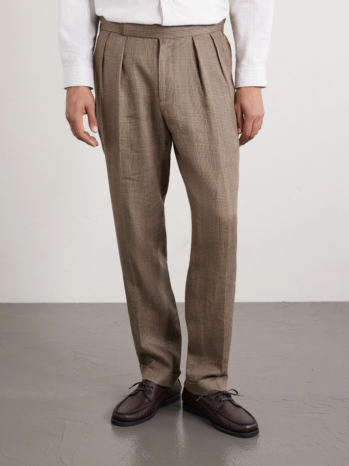  Polo Ralph Lauren - Tapered Pleated Prince Of Wales Checked Linen-blend Suit Trousers - Men - Neutrals - Uk/us 30 