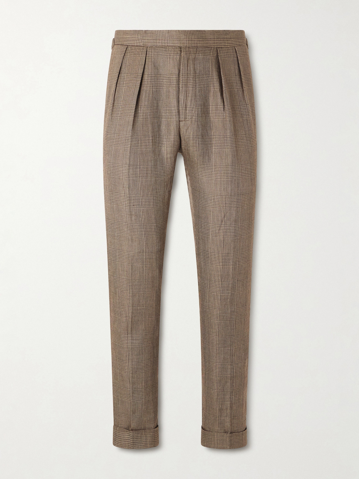 Polo Ralph Lauren Tapered Pleated Prince of Wales Checked Linen-Blend Suit Trousers UK/US 36