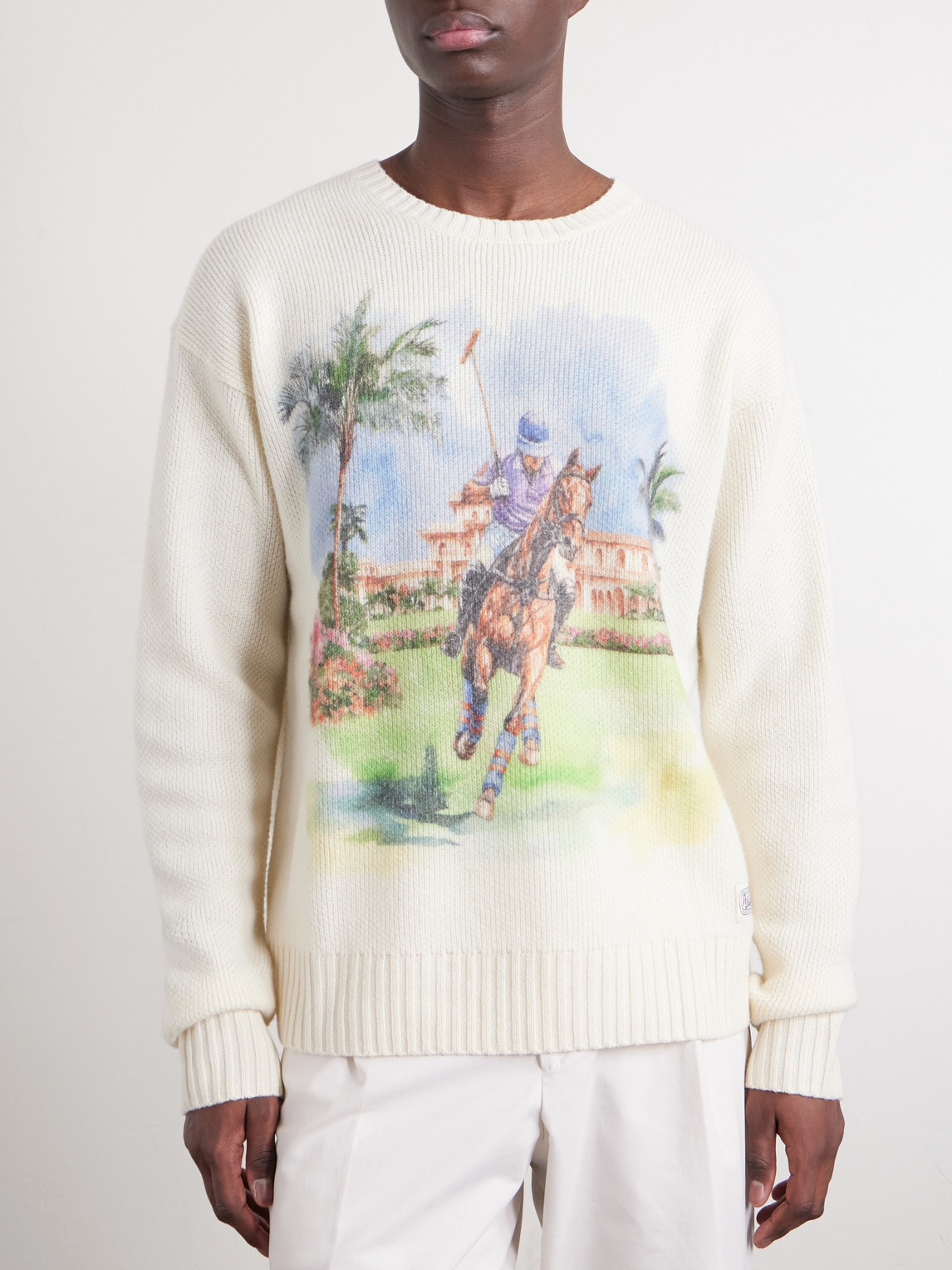  Polo Ralph Lauren - Logo-appliquéd Printed Cashmere Sweater - Men - Neutrals - M 