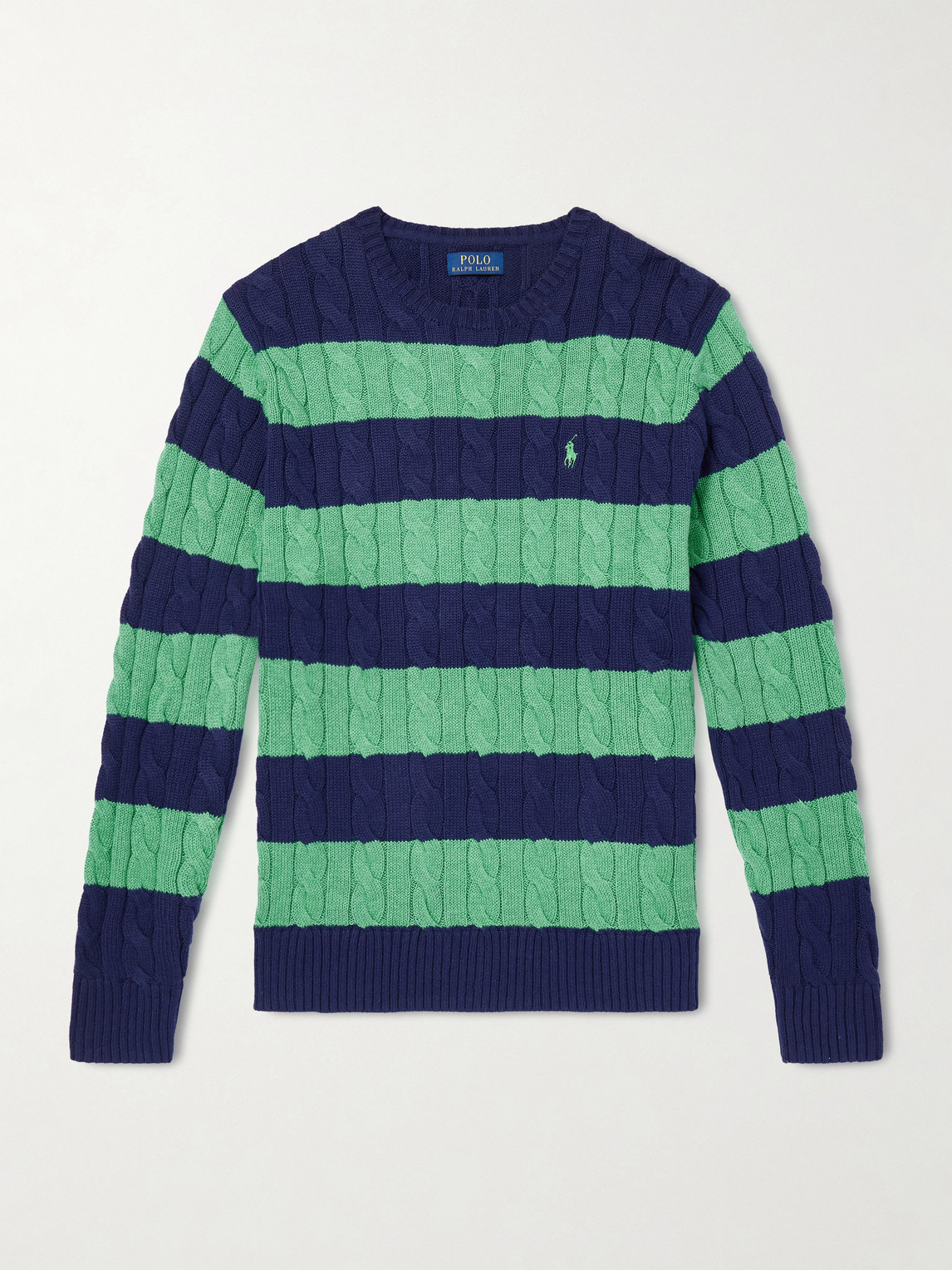 Polo Ralph Lauren ogo-Embroidered Striped Cable-Knit Cotton Sweater - Men