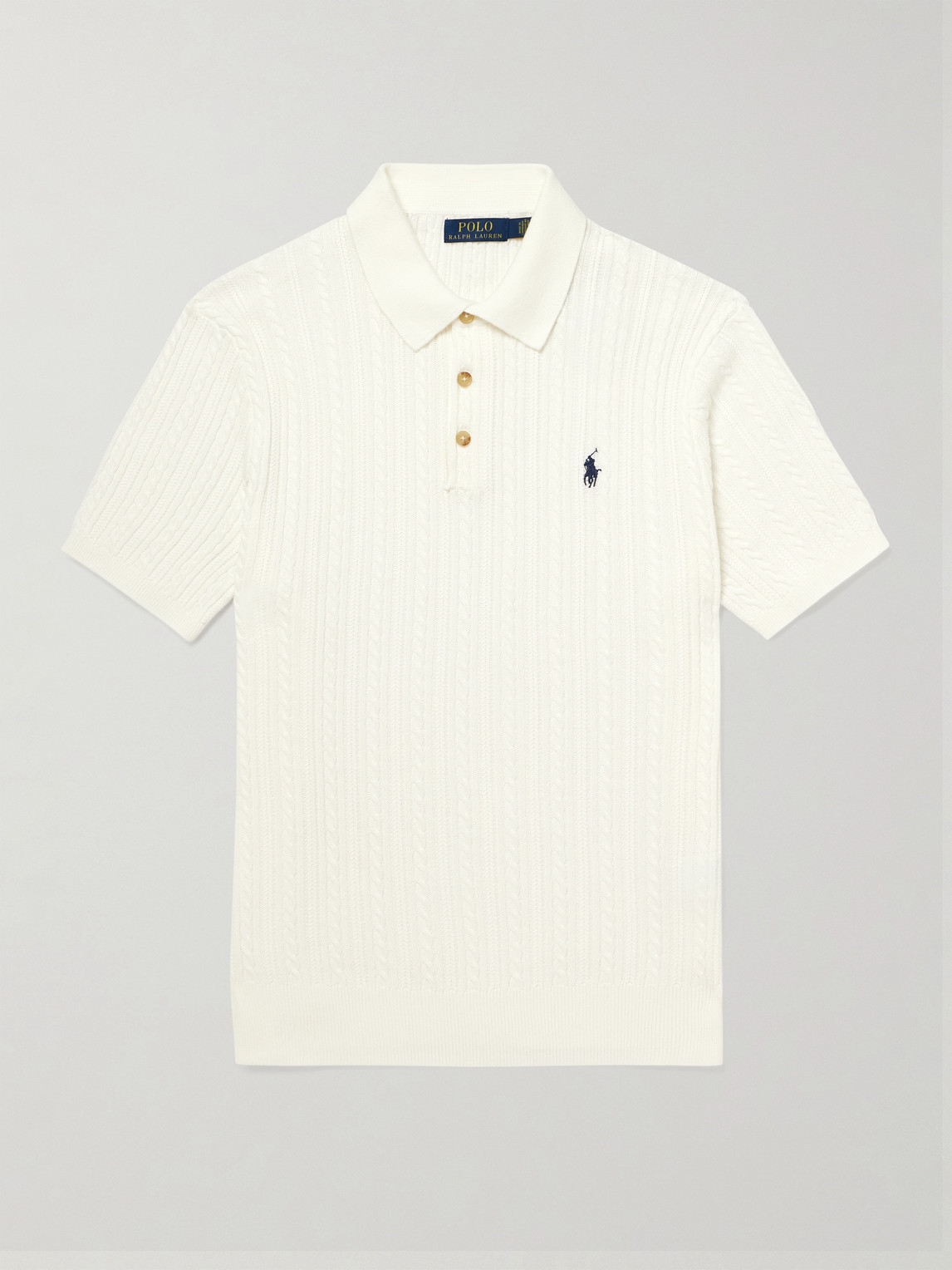 Polo Ralph Lauren Polo Ralph Lauren - Cable-Knit Cotton Polo Shirt - Men - White - XL aus 100% Cotton in White