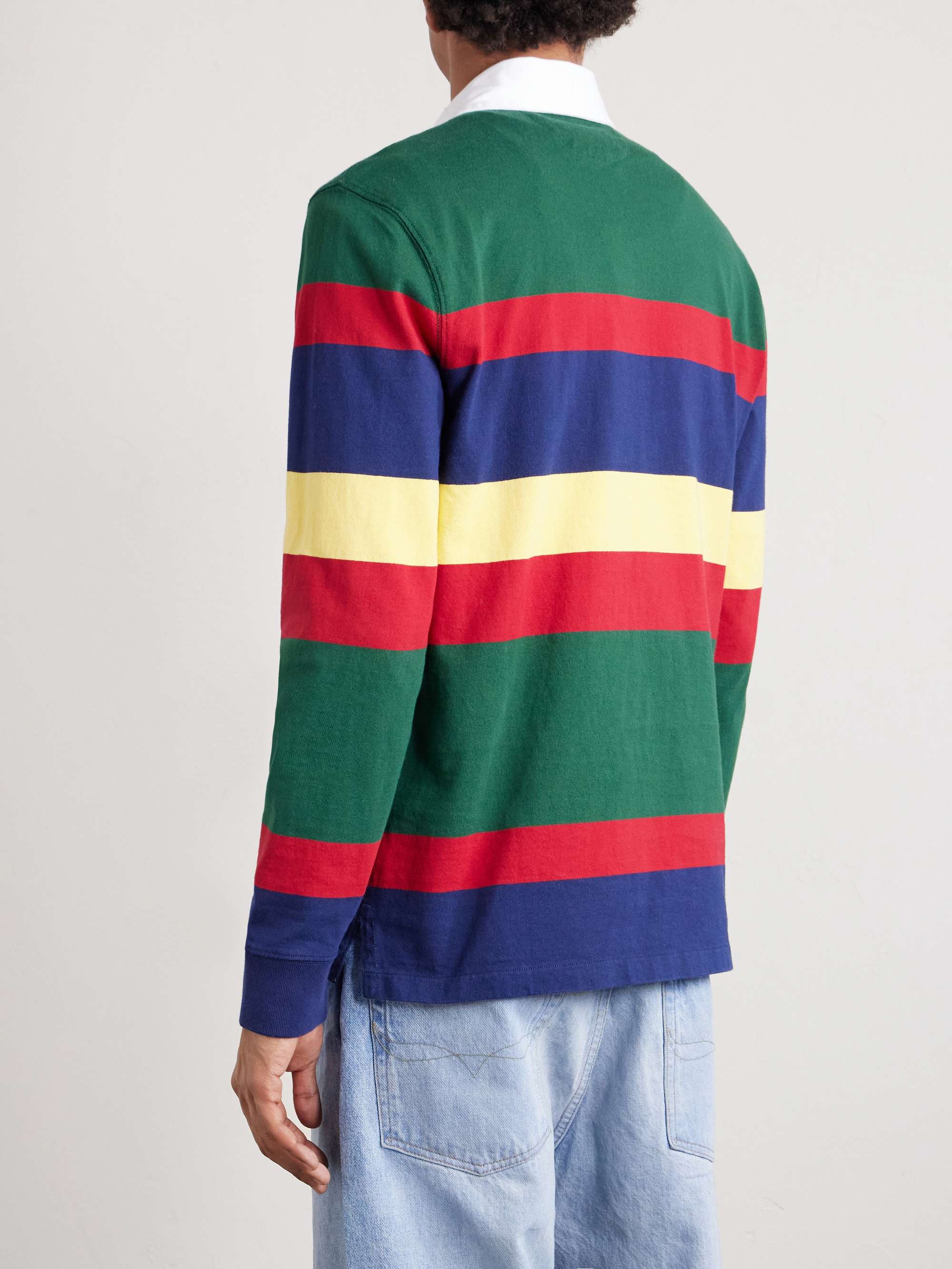 POLO RALPH LAUREN Logo-Embroidered Striped Cotton-Jersey Rugby