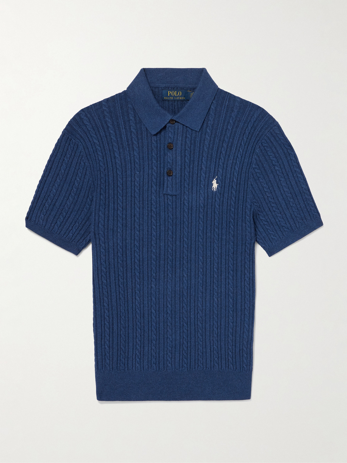 Polo Ralph Lauren Logo-Embroidered Cable-Knit Cotton Polo Shirt - Men