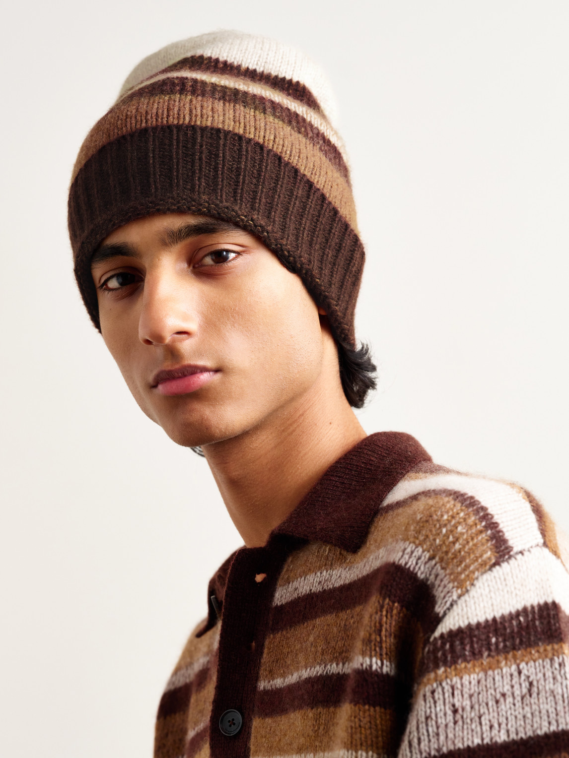 The Elder Statesman Striped Cashmere Beanie In Multi