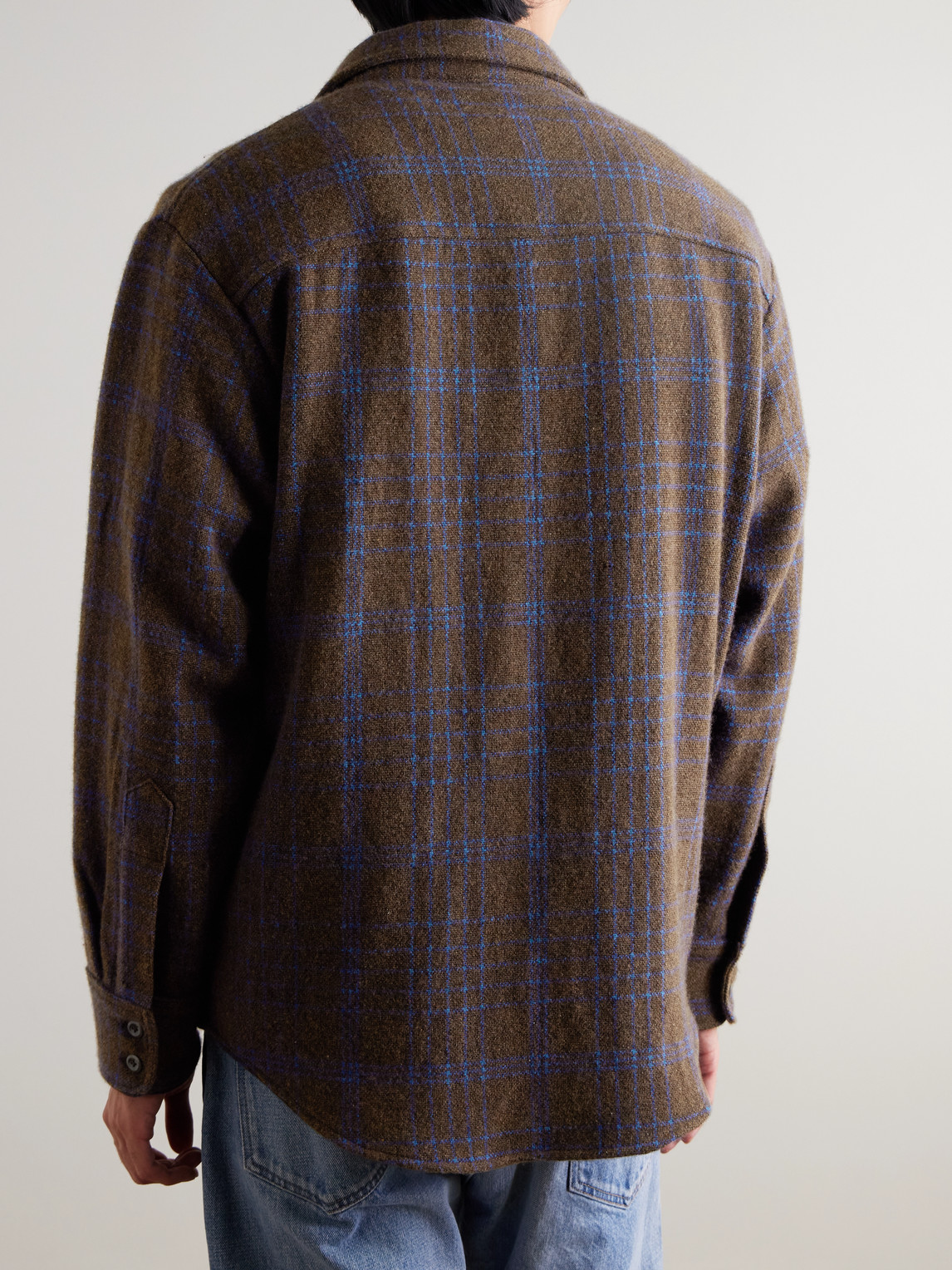 The Elder Statesman Checked Cashmere Overshirt In Brown
