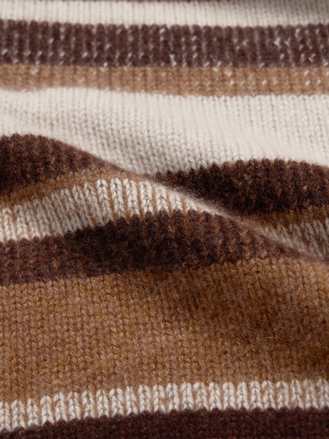 The Elder Statesman Striped Cashmere Polo Shirt In Brown