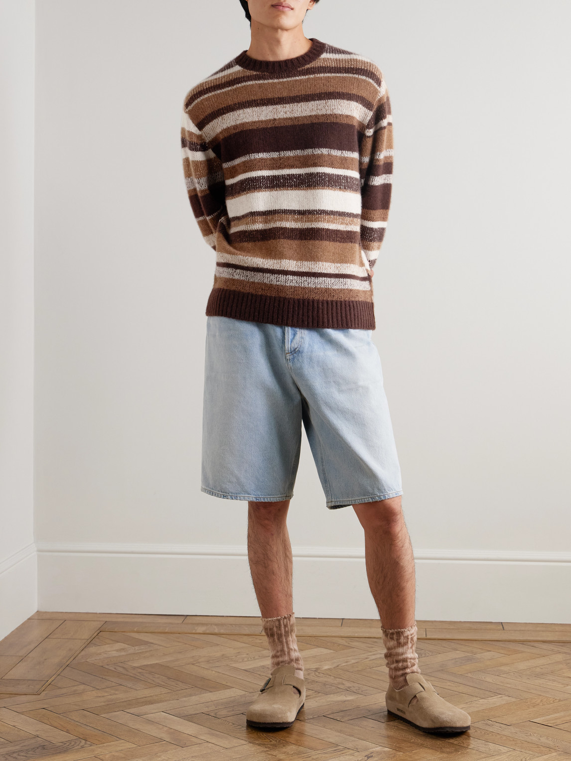 The Elder Statesman Striped Cashmere Sweater In Multi