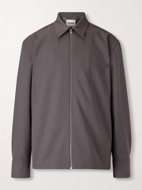 Jilsander Twill Zip-Up Overshirt