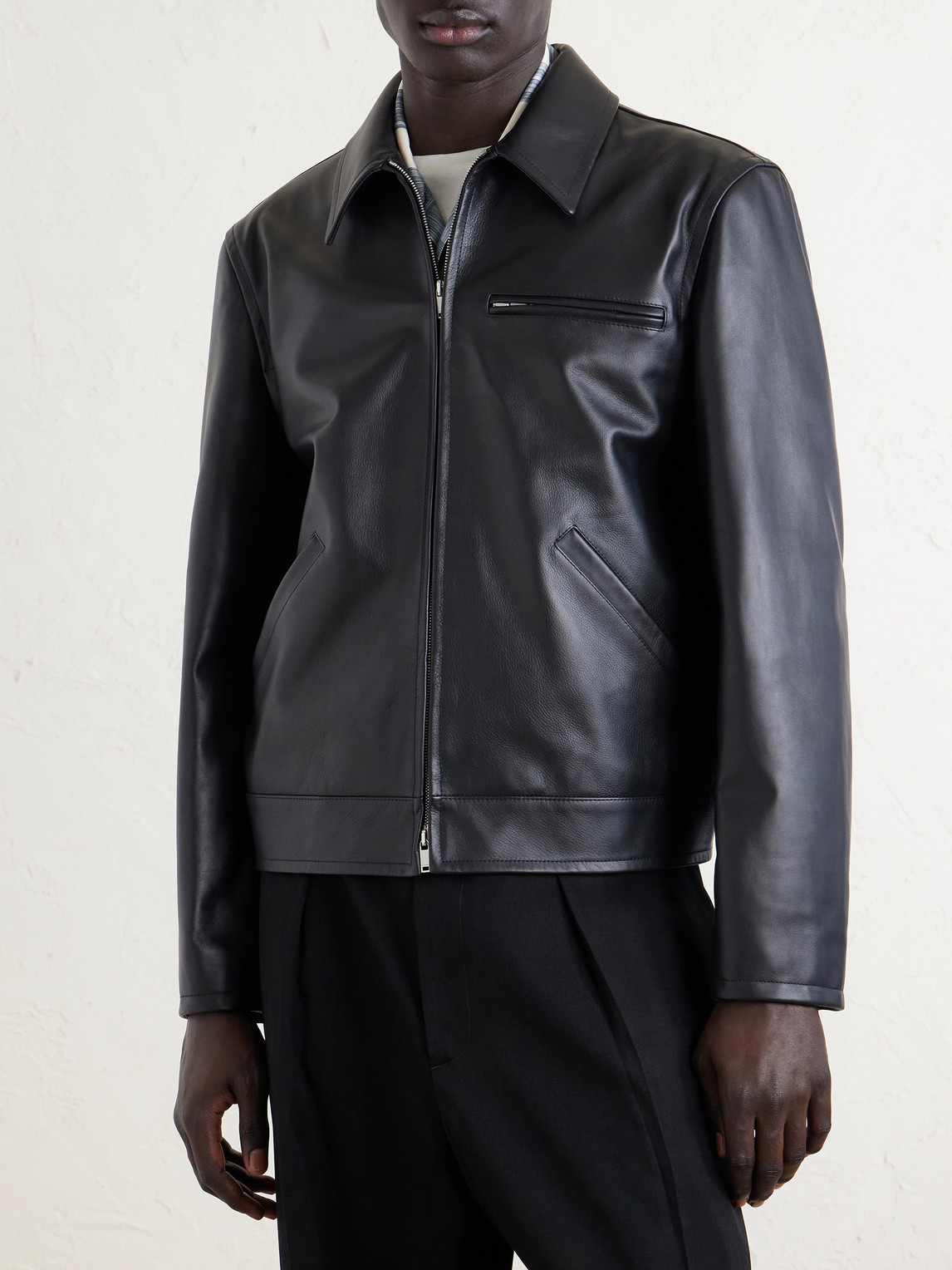  Jil Sander - Leather Blouson Jacket - Men - Black - It 46 