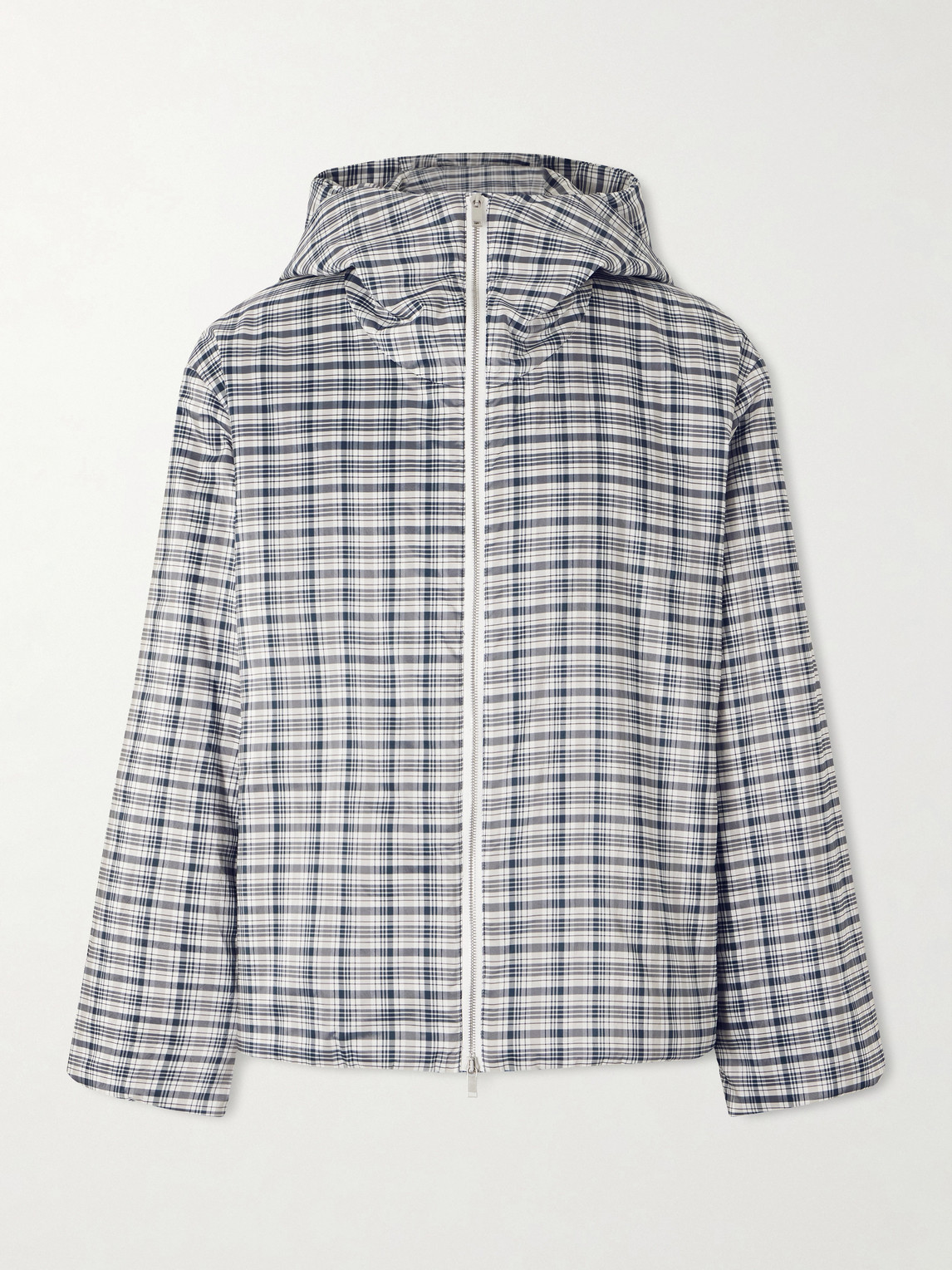 Jil Sander Padded Checked Silk-Blend Hooded Jacket - Men