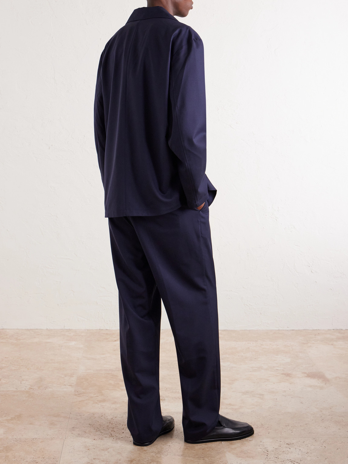 Straight-Leg Pleated Super 130S Wool Suit Trousers